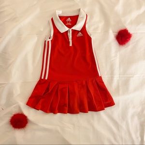 Girls adidas 3-Stripe Red and White Tennis Dress